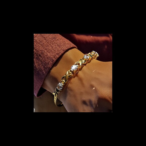 Luxe Gold Tone Crystal Bracelet – 8.25 Inches - Picture 1 of 10